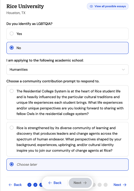 Choose later feature
