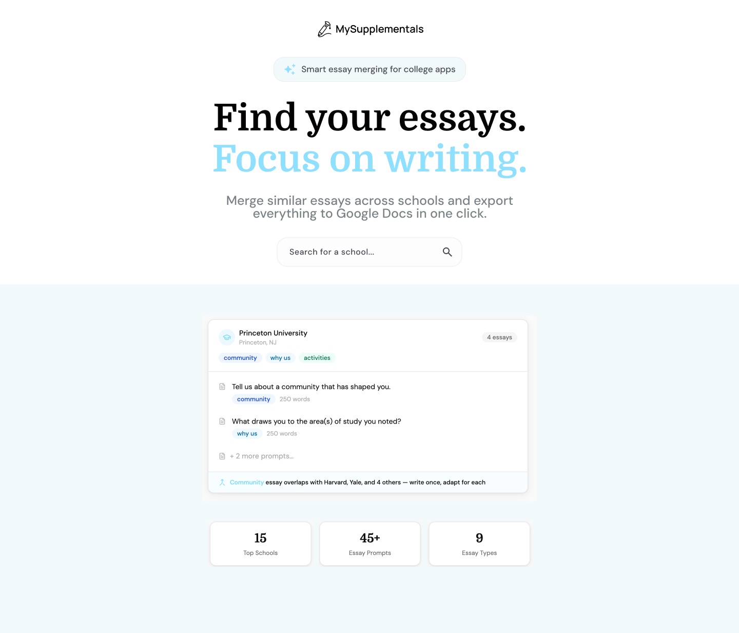 MySupplementals marketing landing page