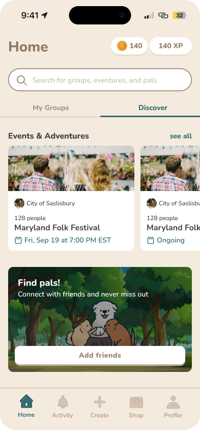 Redesigned Home (Discover) screen