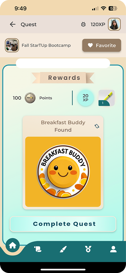 Original quest rewards screen