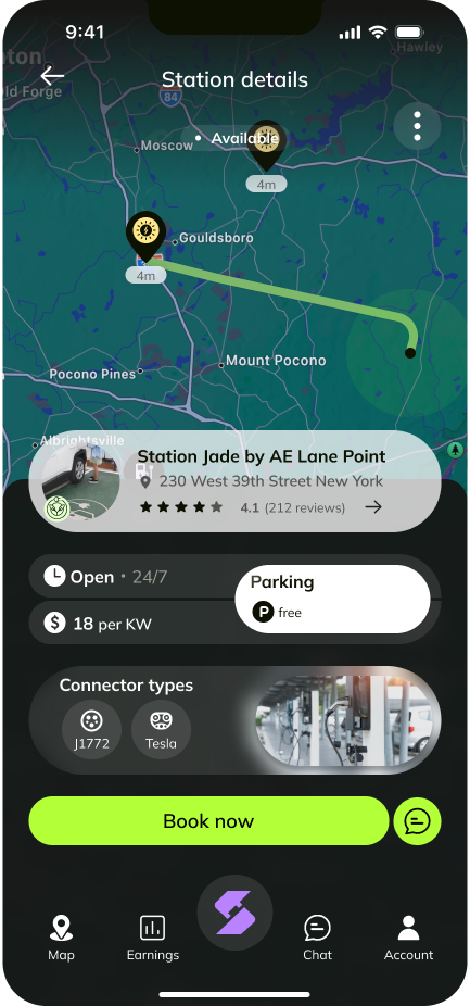 The original SplitEV prototype, cycling through four screens inside an iPhone mockup